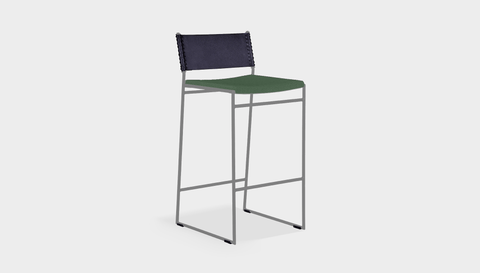reddie-raw stool 47W x 49D x 90H *cm (65H seat) / Fabric~Blush Green / Metal~Grey Willy Sling Bar Stool