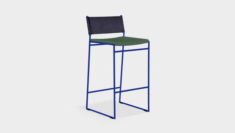 reddie-raw stool 47W x 49D x 90H *cm (65H seat) / Fabric~Blush Green / Metal~Navy Willy Sling Bar Stool