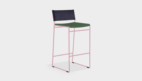 reddie-raw stool 47W x 49D x 90H *cm (65H seat) / Fabric~Blush Green / Metal~Pink Willy Sling Bar Stool