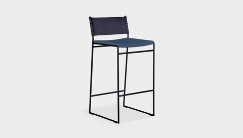 reddie-raw stool 47W x 49D x 90H *cm (65H seat) / Fabric~Blush Navy / Metal~Black Willy Sling Bar Stool
