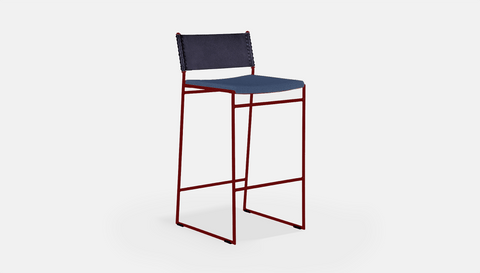 reddie-raw stool 47W x 49D x 90H *cm (65H seat) / Fabric~Blush Navy / Metal~Rust Willy Sling Bar Stool