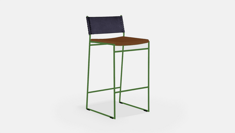 reddie-raw stool 47W x 49D x 90H *cm (65H seat) / Fabric~Blush Rust / Metal~Green Willy Sling Bar Stool