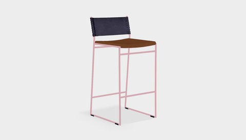 reddie-raw stool 47W x 49D x 90H *cm (65H seat) / Fabric~Blush Rust / Metal~Pink Willy Sling Bar Stool