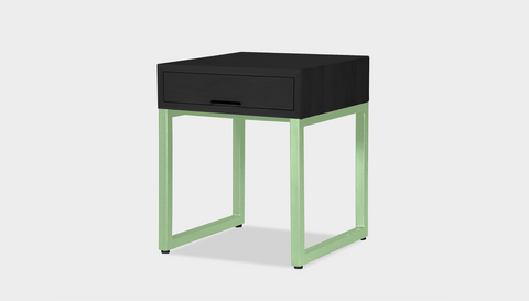 reddie-raw bedside table 45W x 45D x 55H *cm / Wood Teak~Black / Metal~Mint Suzy Bedside Table High Square