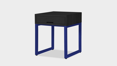 reddie-raw bedside table 45W x 45D x 55H *cm / Wood Teak~Black / Metal~Navy Suzy Bedside Table High Square