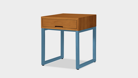 reddie-raw bedside table 45W x 45D x 55H *cm / Wood Teak~Natural / Metal~Blue Suzy Bedside Table High Square
