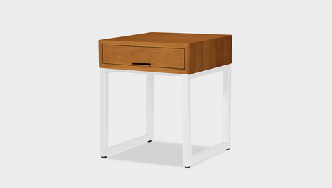 reddie-raw bedside table 45W x 45D x 55H *cm / Wood Teak~Natural / Metal~White Suzy Bedside Table High Square