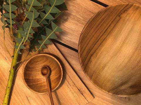 reddie-raw bowls 9dia x 3H *cm / Wood Teak~Natural Billie Mini Bowl & Spoon