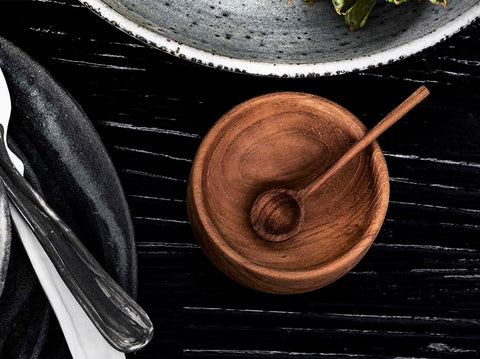 reddie-raw bowls 9dia x 3H *cm / Wood Teak~Natural Billie Mini Bowl & Spoon