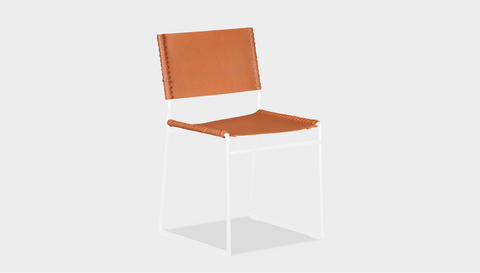 reddie-raw dining chair 47W x 50D x 82H *cm / Leather~Tan / Metal~White Willy Sling Dining Chair