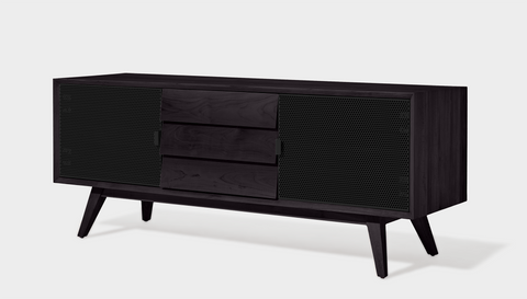 reddie-raw media unit 150W x 45D x 60H *cm / Wood Teak~Black / Metal~Black Vinny Media Cabinet