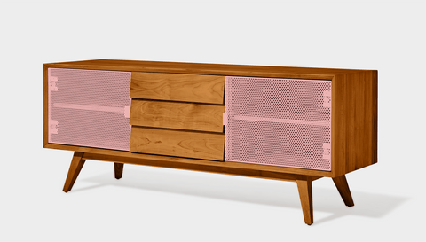 reddie-raw media unit 150W x 45D x 60H *cm / Wood Teak~Natural / Metal~Pink Vinny Media Cabinet