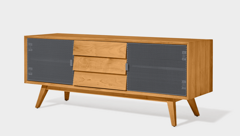 reddie-raw media unit 150W x 45D x 60H *cm / Wood Teak~Oak / Metal~Grey Vinny Media Cabinet