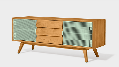 reddie-raw media unit 150W x 45D x 60H *cm / Wood Teak~Oak / Metal~Mint Vinny Media Cabinet