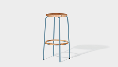 reddie-raw outdoor seating 35dia x 75H *cm / Wood Teak~Natural / Metal~Blue Outdoor Milton Stool