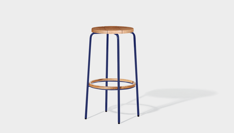 reddie-raw outdoor seating 35dia x 75H *cm / Wood Teak~Natural / Metal~Navy Outdoor Milton Stool