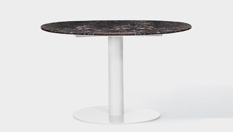 reddie-raw round 100dia x 75H *cm / Stone~Black Veined Marble / Metal~White Bob Pedestal Table - Marble
