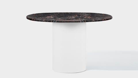 reddie-raw round 100dia x 75H *cm / Stone~Black Veined Marble / Metal~White Dora Drum Table Round - Marble
