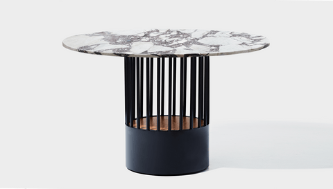 reddie-raw round 120dia x 75H *cm / Stone~Calacatta Viola / Metal~Black Willy Cage Table - Marble