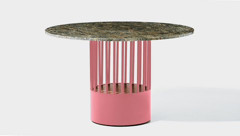 reddie-raw round 120dia x 75H *cm / Stone~Forest Green / Metal~Pink Willy Cage Table - Marble