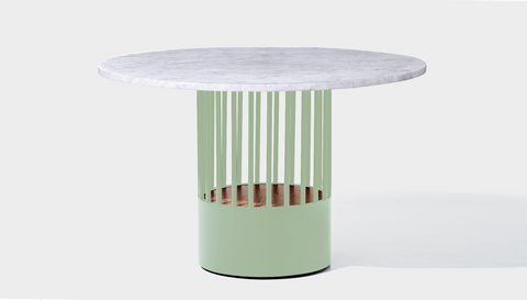 reddie-raw round 120dia x 75H *cm / Stone~White Veined Marble / Metal~Mint Willy Cage Table - Marble