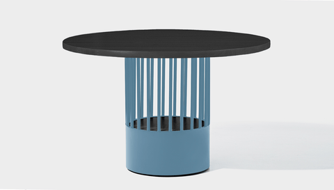 reddie-raw round 120dia x 75H *cm / Wood Teak~Black / Metal~Blue Willy Cage Table - Wood