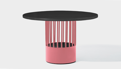 reddie-raw round 120dia x 75H *cm / Wood Teak~Black / Metal~Pink Willy Cage Table - Wood