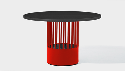 reddie-raw round 120dia x 75H *cm / Wood Teak~Black / Metal~Red Willy Cage Table - Wood