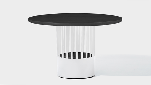 reddie-raw round 120dia x 75H *cm / Wood Teak~Black / Metal~White Willy Cage Table - Wood