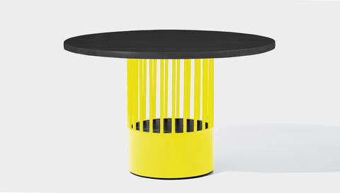 reddie-raw round 120dia x 75H *cm / Wood Teak~Black / Metal~Yellow Willy Cage Table - Wood