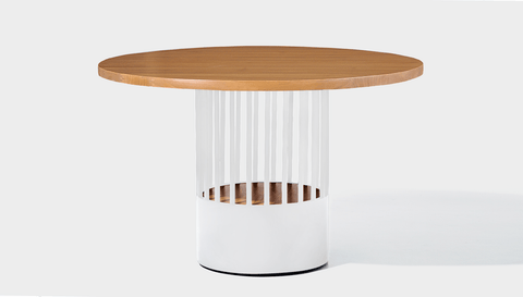reddie-raw round 120dia x 75H *cm / Wood Teak~Natural / Metal~White Willy Cage Table - Wood