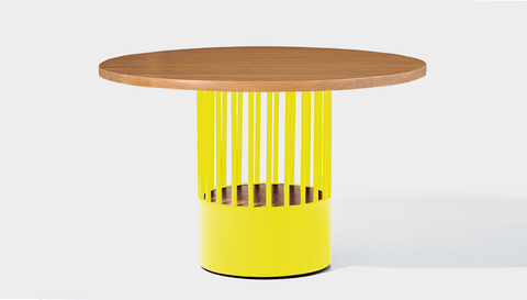 reddie-raw round 120dia x 75H *cm / Wood Teak~Natural / Metal~Yellow Willy Cage Table - Wood