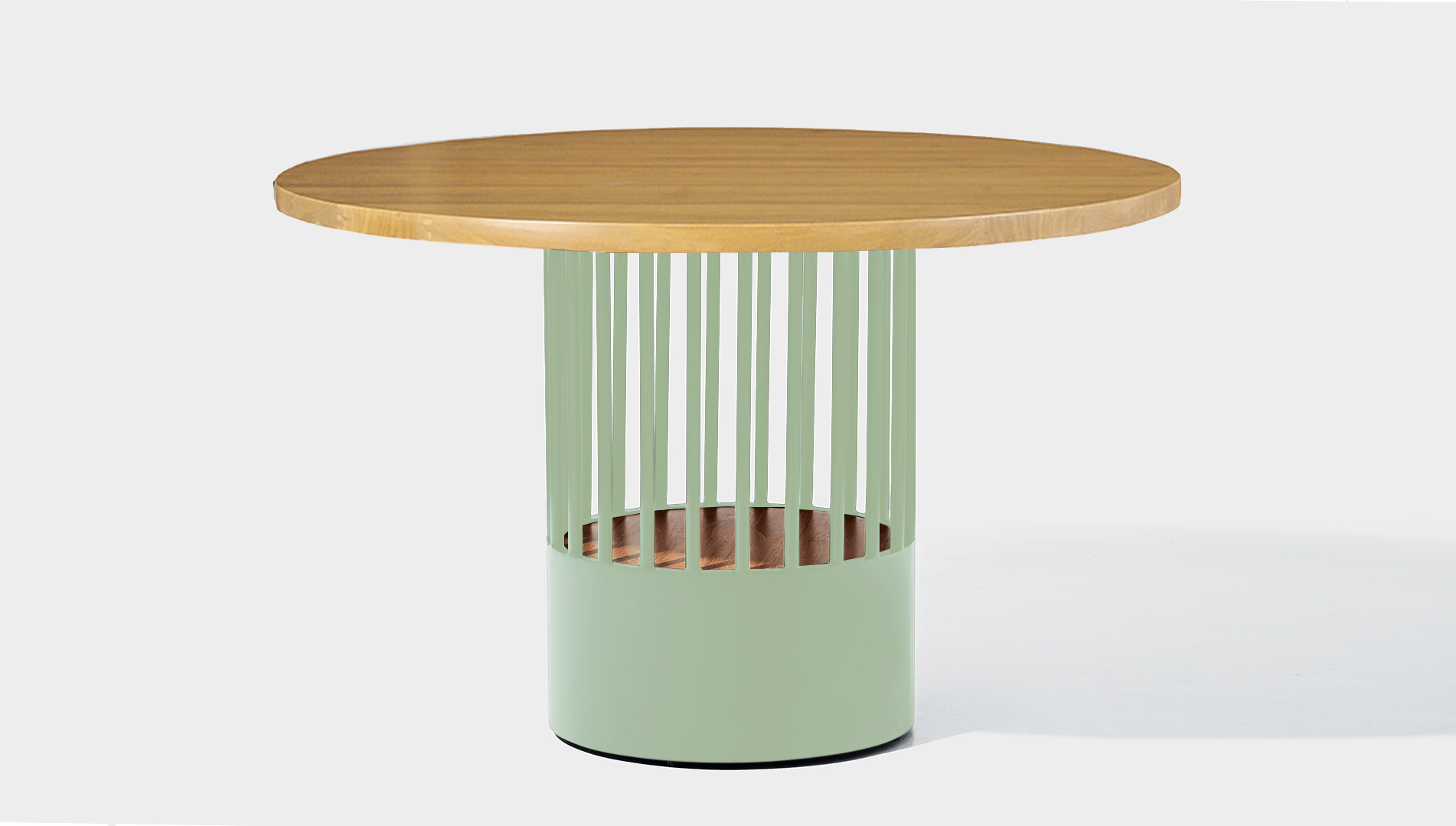 reddie-raw round 120dia x 75H *cm / Wood Teak~Oak / Metal~Mint Willy Cage Table - Wood