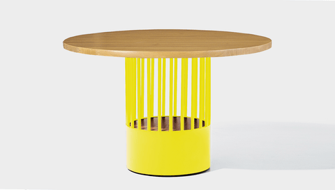 reddie-raw round 120dia x 75H *cm / Wood Teak~Oak / Metal~Yellow Willy Cage Table - Wood