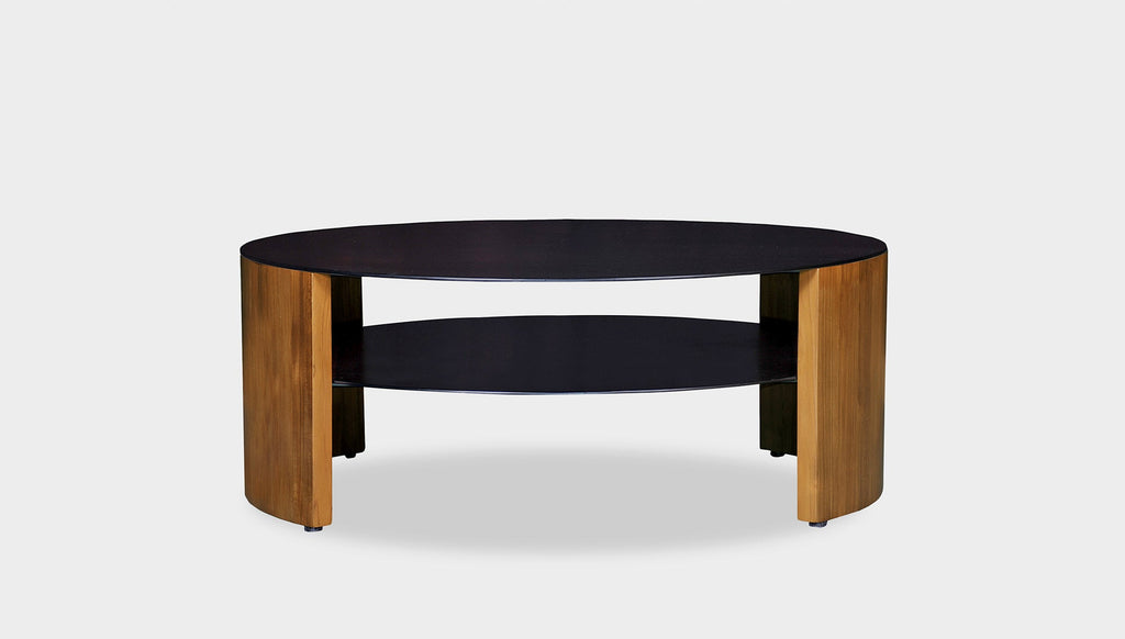 reddie-raw round coffee table 90 dia x 35H (cm*) / Metal~Black / Wood Teak~Natural Andi Coffee Table Round