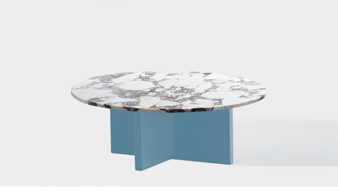 reddie-raw round coffee table 90dia x 35H *cm / Stone~Calacatta Viola / Metal~Blue Bob Coffee Table Round