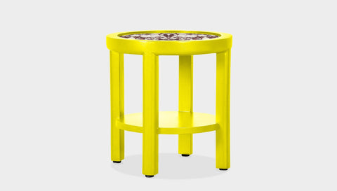 reddie-raw round side table 45 dia x 45 H (*cm) / Stone~Calacatta Viola / Lacquer~Yellow Rita Side Table