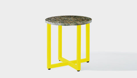 reddie-raw round side table 45dia x 45H *cm / Stone~Forest Green / Metal~Yellow Suzy Side Table Round