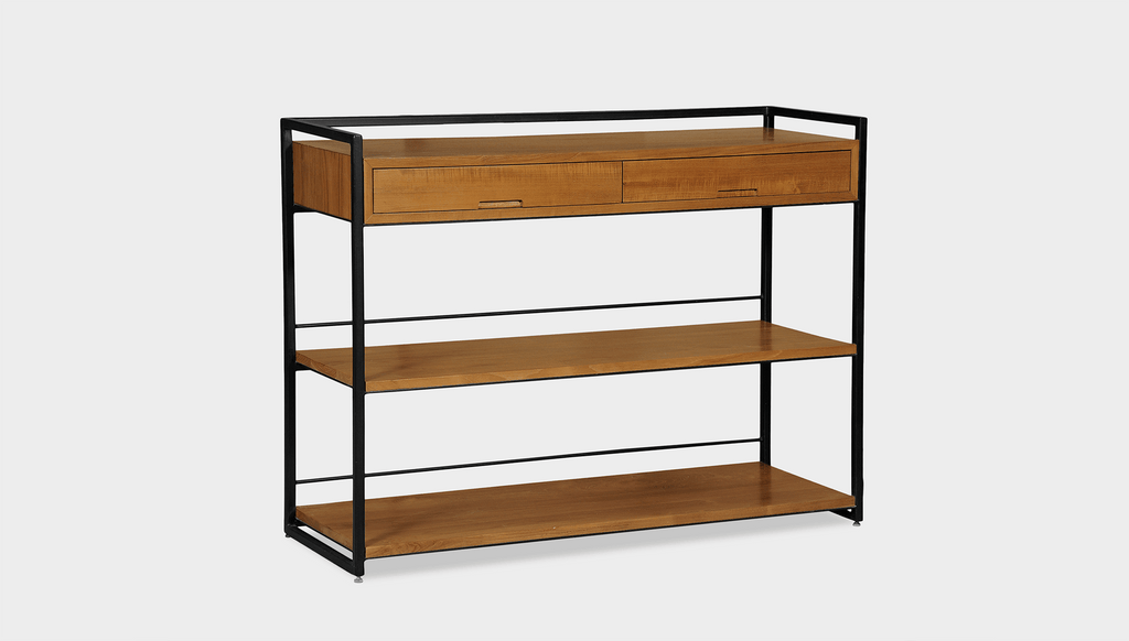 reddie-raw shelf 120W x 40D x 90H *cm / Wood Teak~Natural / Metal~Black Suzy Console Unit