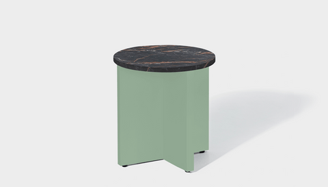 reddie-raw Side Table 45dia x 45H *cm / Stone~Black Veined Marble / Metal~Mint Bob Side Table Round