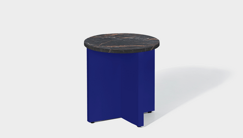 reddie-raw Side Table 45dia x 45H *cm / Stone~Black Veined Marble / Metal~Navy Bob Side Table Round
