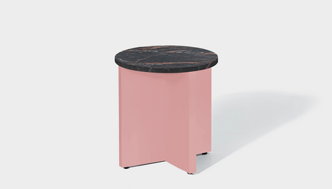 reddie-raw Side Table 45dia x 45H *cm / Stone~Black Veined Marble / Metal~Pink Bob Side Table Round