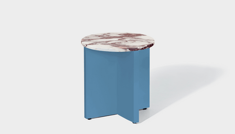 reddie-raw Side Table 45dia x 45H *cm / Stone~Calacatta Viola / Metal~Blue Bob Side Table Round