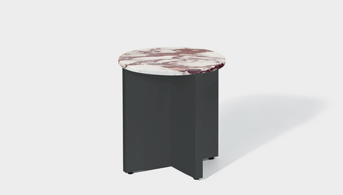 reddie-raw Side Table 45dia x 45H *cm / Stone~Calacatta Viola / Metal~Grey Bob Side Table Round