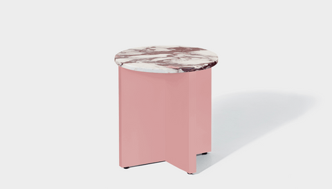 reddie-raw Side Table 45dia x 45H *cm / Stone~Calacatta Viola / Metal~Pink Bob Side Table Round