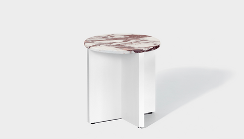 reddie-raw Side Table 45dia x 45H *cm / Stone~Calacatta Viola / Metal~White Bob Side Table Round