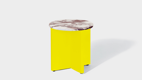 reddie-raw Side Table 45dia x 45H *cm / Stone~Calacatta Viola / Metal~Yellow Bob Side Table Round