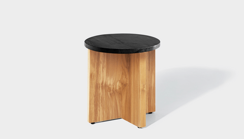 reddie-raw Side Table 45dia x 45H *cm / Wood Teak~Black / Wood Teak~Oak Bob Side Table Round