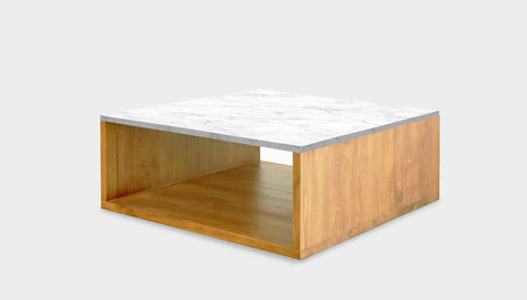 reddie-raw square coffee table 90 x 90 x 35H *cm / Stone~White Veined Marble / Wood Teak~Oak Bob Coffee Table Square