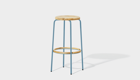 reddie-raw stool 35dia x 65H (counter height) / Wood Teak~Oak / Metal~Blue Milton Stool